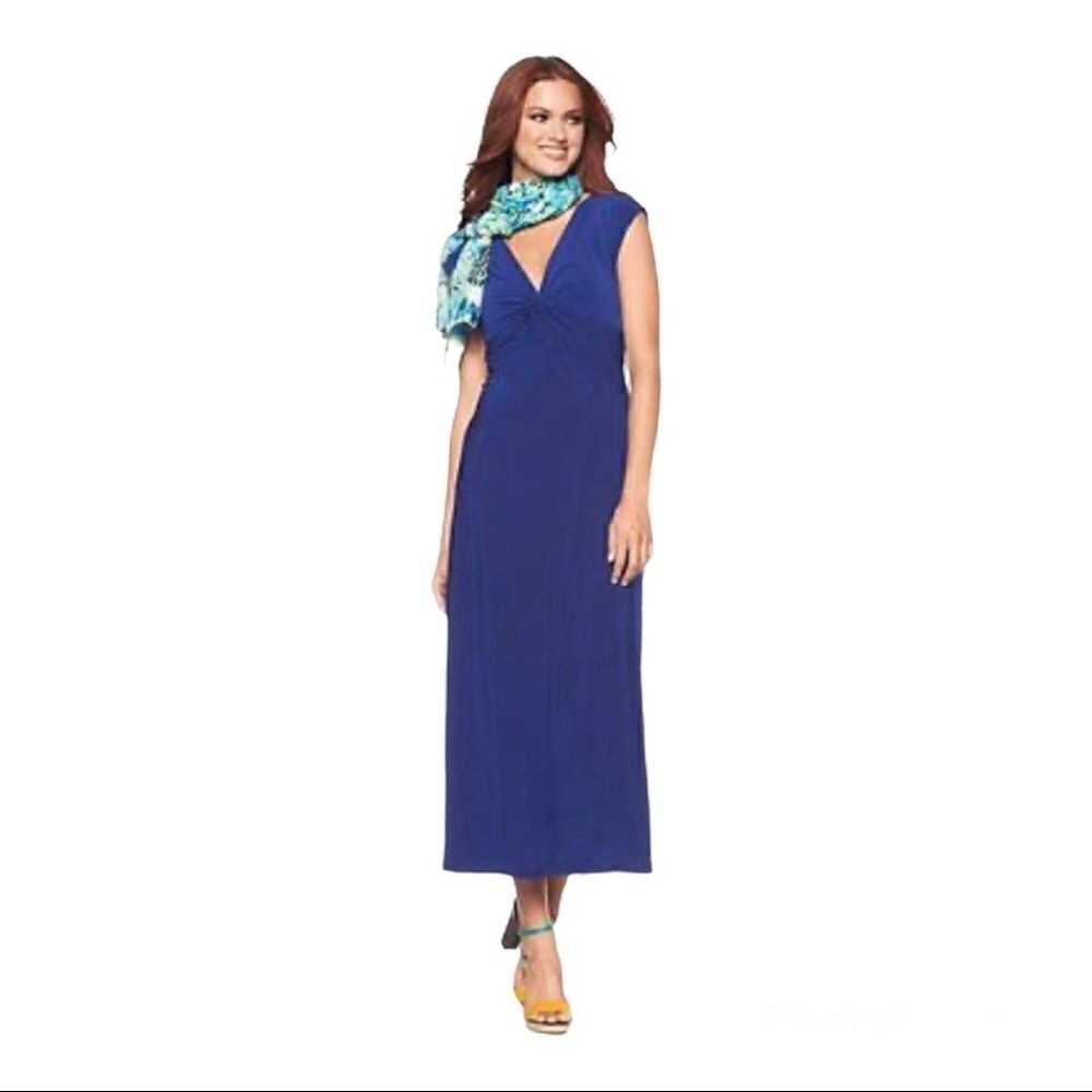 Tiana B. Blue Sleeveless V Neck Maxi Dress; SZ S; Great Condition